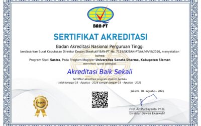Program Studi Sastra Pada Program Magister Universitas Sanata Dharma Raih Akreditasi Baik Sekali